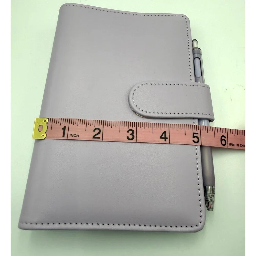 Light Lavender Faux Leather 6 Ring Binder Planner with Pen Loop & Matching Pen
